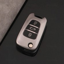 Alazpay Hyundai I20 IX20 I30 IX35 Elantra Kia Titan Gri Tpu Anahtar Kılıfı (1 Adet)