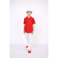 Dıgıl Kids Polo Yaka T-Shirt Likralı Beyaz Pantolon Erkek Çocuk Takım