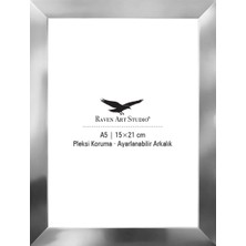Raven Art Studio Potala A5-15X21CM Gümüş Resim Fotoğraf Belge Poster Evrak Çerçevesi Korumalı Kırılmaz Pleksi Cam