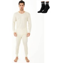 Uygur Saf Yünden Sıcak Tutan Erkek Için Uzun Kol Alt Tayt Içlik Takım