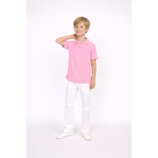 Dıgıl Kids Polo Yaka T-Shirt Likralı Beyaz Pantolon Erkek Çocuk Takım