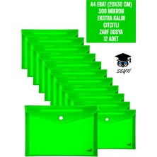 A4 Ebat (20X30 Cm) 300 Mikron Ekstra Kalın Plastik Çıtçıtlı Zarf Dosya 12 Adet