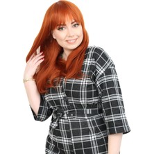 Ronanna Düz Perçemli Orta Boy Fiber Sen Peruk / Bakır