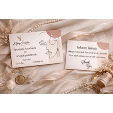 120 Adet Kadın Sülieti Minimal Şık Teşekkür Kartı Tebrik Kartı 8x5 cm