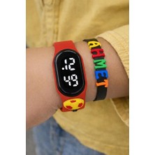 Sonsuzsaat Sarı Kırmızı Top Figürlü Isimli Bileklikli Dokunmatik LED Çocuk Kol Saati