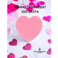 7,5x7,5 cm Ebat Kalp Şekilli Yapışkanlı Kağıt 100 Yaprak Post-It Not Kağıdı