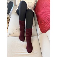 Steppe Berry Bordo Kalın Slouchy Çorap