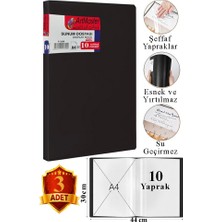 ArtMaster Siyah Sunum Dosyası 10 Lu 3 Adet Poşet Dosyalı Katalog Dosyası 10 Poşetli Kendinden Dosya Plastik Kapaklı