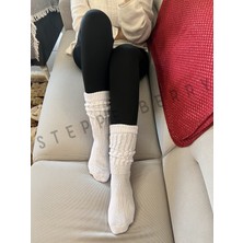 Steppe Berry Beyaz Kalın Slouchy Çorap