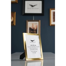 Raven Art Studio Ermitaj 18X24 cm Inox Altın Resim Fotoğraf Belge Poster Evrak Çerçevesi Korumalı Kırılmaz Pleksi Cam