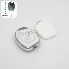 Alazpay Ford Focus Transit Fiesta Modeo Fusion Ka Galaxy Gümüş Kenar Tpu Anahtar Kılıfı (1 Adet)