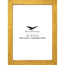 Raven Art Studio Potala A5-15X21CM Antik Altın Resim Fotoğraf Belge Poster Evrak Çerçevesi Korumalı Kırılmaz Pleksi Cam