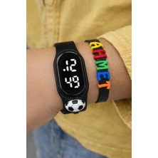 Sonsuzsaat Siyah Beyaz Top Figürlü Isimli Bileklikli Dokunmatik LED Çocuk Kol Saati