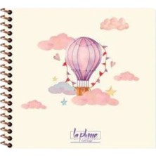 Keskin Color 16X15 cm Çizgisiz 50 Yaprak Sert Kapak Telli Defter 60 gr Krem Rengi Kağıt Balon Desen