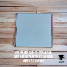 Şeffaf Yapışkanlı Not Kağıdı 76x76 mm Plastik Silinebilir Yüzey 50 Yaprak Renkli Kullanım İçin