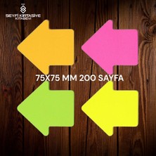 7.5x7.5 cm Ok Şekilli Not Kağıdı Yapışkanlı Post-It 4 Renk 50 Şer Adet Toplam 200 Sayfa