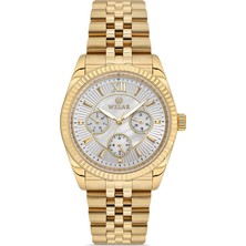 Welar WEL2519M-2 Unisex Çelik Klasik Takvimli Kol Saati Altın Renk 3 Atm Su Geçirmez