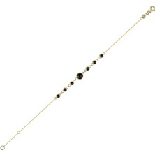 Bolek Jewellery 14 Ayar Altın Siyah Taş Detaylı Minimal Kolye & Bileklik Seti