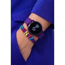 Sonsuzsaat Isme Özel Bileklikli Hediyelik Mor Renk Şirin Tasarım Hediyelik Kız Çocuk Kol Saati