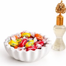 Karra Art Dekoratif Beton Şekerlik  Beyaz Dalgalı Kase Bayram Seti