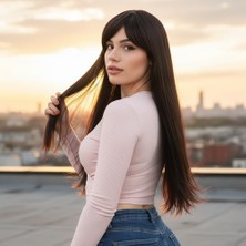 Ronanna Fiber Sen Uzun Düz Kahküllü Peruk / Kahverengi