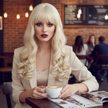 Ronanna Dalgalı Perçemli Uzun Fiber Sen Peruk / Platin