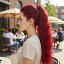 Ronanna Lastik Tokalı At Kuyruğu Su Dalgalı / Kızıl