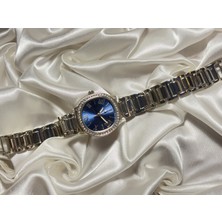 Çelik Gümüş Çelik Kadın Kol Saati Hediyelik Saat Lacivert