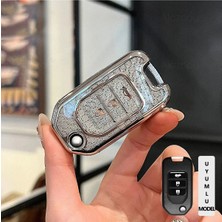 Alazpay Honda Civic Accord Cr-V Hr-V 3 Tuşlu Parlak Elmas Kesim Tpu Anahtar Kılıfı (1 Adet)