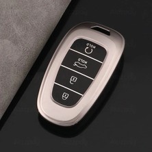 Alazpay Hyundai Tucson Santa Fe Sonata Hybrid Titan Gri Tpu 4 Tuşlu Anahtar Kılıfı (1 Adet)