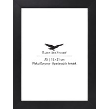 Raven Art Studio Potala A5-15X21CM Siyah Resim Fotoğraf Belge Poster Evrak Çerçevesi Korumalı Kırılmaz Pleksi Cam