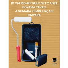 10 cm Moher Rulo Set 2 Adet Boyama Tavası 4 Numara Zemin Fırçası Zımpara Boyama Seti