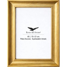 Raven Art Studio Pyramid 15X21CM Altın Resim Fotoğraf Belge Poster Evrak Çerçevesi Korumalı Kırılmaz Pleksi Cam
