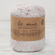 Motto Ticaret La Mia Re-Tweed Krem Melanj El Örgü Ipi - L155