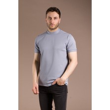 Zeki Özer Erkek Mavi Yarım Boğazlı Soft T-Shirt