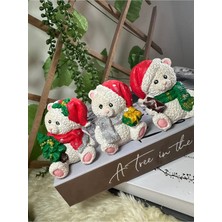 3’lü Ayıcık ,teddy ,yılbaşı Hediyesi ,yılbaşı Süsleri ,el Yapımı (7x5 Cm)