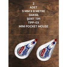 2 Adet  5 mm x 6 Metre  Daksil Şerit Tipi Tipp-Ex Mini Pocket Mouse