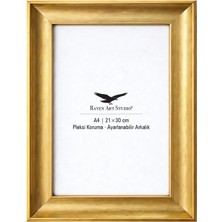 Raven Art Studio Pyramid A4-21X30CM Altın Resim Fotoğraf Belge Poster Evrak Çerçevesi Korumalı Kırılmaz Pleksi Cam
