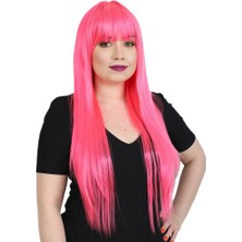 Ronanna Uzun Kahküllü Fiber Sen Peruk / Neon Pembe