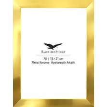 Raven Art Studio Potala A5-15X21CM Altın Resim Fotoğraf Belge Poster Evrak Çerçevesi Korumalı Kırılmaz Pleksi Cam