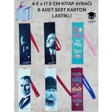 4.5 x 17.5 cm Kitap Ayracı  6 Adet Sert Karton Lastikli