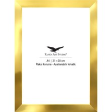 Raven Art Studio Potala A4-21X30CM Altın Resim Fotoğraf Belge Poster Evrak Çerçevesi Korumalı Kırılmaz Pleksi Cam