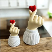 2’li Kalp Tutan El Biblo ,sevgiliye Hediye ,ofis Dekoru (9 Cm,14 Cm)