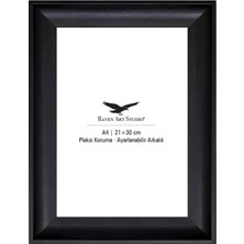 Raven Art Studio Pyramid A4-21X30CM Siyah Resim Fotoğraf Belge Poster Evrak Çerçevesi Korumalı Kırılmaz Pleksi Cam
