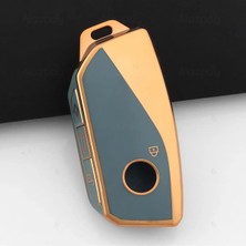Alazpay BMW Uyumlu Gold TPU Anahtar Kılıfı - I7 I5 I4 Ix X1 X5 X6 X7 Xm 2 3 4 5 7 Serisi G07 F98 G70 G09 (1 Adet)