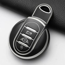 Alazpay Mini Cooper Clubman R55 Countryman Gümüş Kenar Tpu Anahtar Kılıfı (1 Adet)