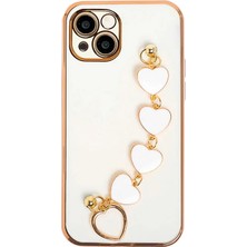 OEMTR Ally iPhone 13 6.1inç Kılıf Kalp Bileklik Tutuculu Lüx Silikon Askılı KILIF-1852
