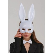 Shopwave Beyaz Renk Ekstra Lüks Uzun Kulaklı Tavşan Maskesi 35X16 cm