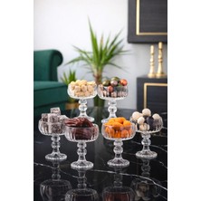 Gülümseten Avm 6 Lı Ayaklı Cam Sunumluk Seti Kristal Lokumluk Drajelik Reçellik Origami Kahve Yanı Sunumluk - Beyaz- Beyaz- Tek Ebat