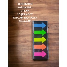 Ok Şekilli Yapışkanlı Kağıt Post-It 5 Renk x 20şer Sayfa